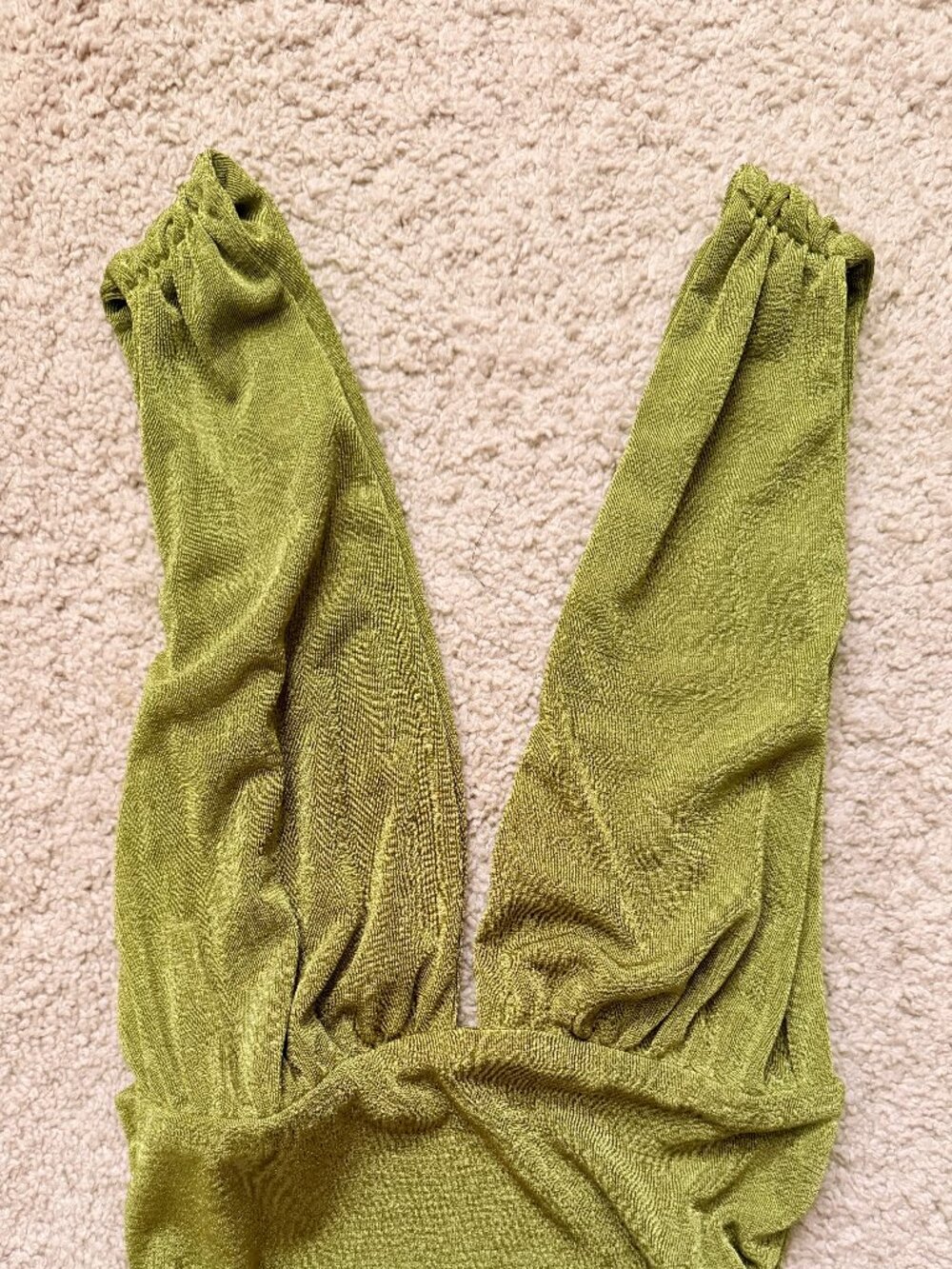 Chartreuse Green Textured Draped Crop Tank Top Ruched Sleeveless Top